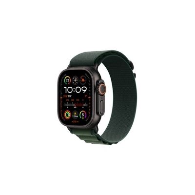 image Apple Watch Ultra 2 GPS + Cellular, Boîtier en Titane Noir de 49 mm, Boucle Alpine Vert foncé - Large