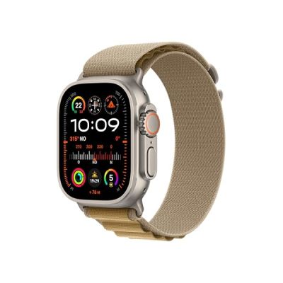 image Apple Watch Ultra 2 GPS + Cellular, Boîtier en Titane Naturel de 49 mm, Boucle Alpine Sahara - Medium