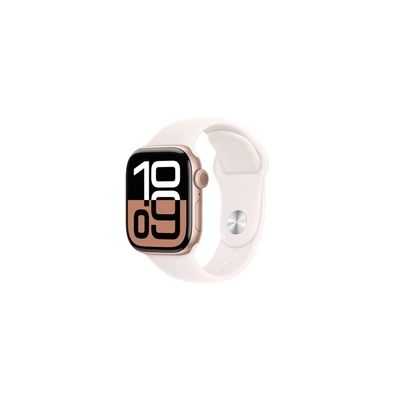 image Apple Watch Series 10 (GPS + Cellular 42 mm) Smartwatch mit Aluminiumgehäuse in Roségold und Sportarmband in Blassrosa (M/L). Fitnesstracker, EKG App, Always-on Retina Display, Wasserschutz