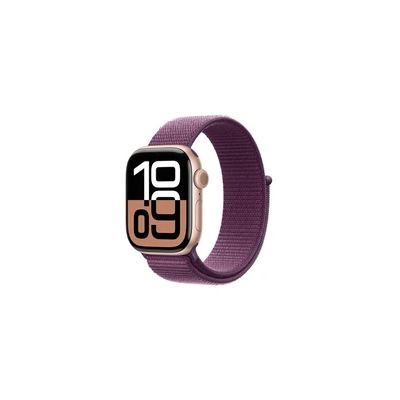 image Apple Watch Series 10 (GPS + Cellular 42 mm) Smartwatch mit Aluminiumgehäuse in Roségold und Sport Loop in Pflaume (One Size). Fitnesstracker, EKG App, Always-on Retina Display, CO₂ Neutral