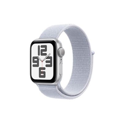 image Apple Watch SE (2. Generation) GPS 40 mm Smartwatch mit Aluminiumgehäuse in Silber und Sport Loop in Blaue Wolke (One Size). Fitness und Schlaftracker, Unfallerkennung, Retina Display, CO₂ Neutral