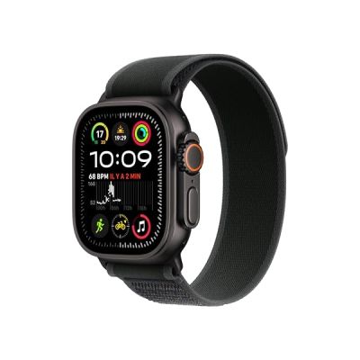 image Apple Watch Ultra 2 (49 mm GPS + Cellular) Montre de Sport connectée avec Boîtier en Titane Noir et Boucle Trail Noir (M/L). Suivi de l’activité, GPS Haute précision, Neutre en Carbone