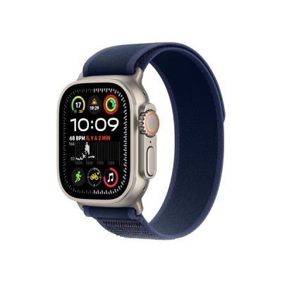 image Apple Watch Ultra 2 GPS + Cellular, Boîtier en Titane Naturel de 49 mm, Boucle Trail Bleu - M/L