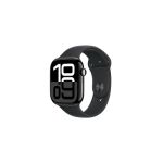 image produit Apple Watch Series 10 (46 mm GPS) Montre connectée avec Boîtier en Aluminium Noir de Jais et Bracelet Sport Noir (S/M). Suivi de l’activité Physique, app ECG, écran Retina Toujours activé