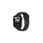 image produit Apple Watch Series 10 (46 mm GPS) Montre connectée avec Boîtier en Aluminium Noir de Jais et Bracelet Sport Noir (M/L). Suivi de l’activité Physique, app ECG, écran Retina Toujours activé