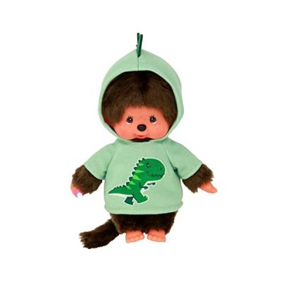 image Bandai - Monchhichi - Peluche Monchhichi Dinosaure - Peluche Iconique des années 80 - Peluche Toute Douce 20 cm pour Enfants et Adultes - SE242177