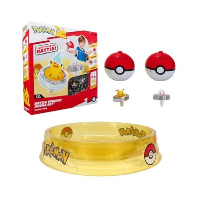 image Bandai - Pokémon - Pack Arène + 2 Spinners inclus - Arène Pokémon + 2 Lanceurs Pokéball + 2 Toupies Pikachu et Mew - Jeu de Combat de Toupies Pokémon plusieurs joueurs - Jouet Enfant 4 ans et + JW4403