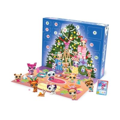 image Bandai - Littlest Pet Shop - Calendrier de l'Avent des Pet Shop - 8 Pet Shop et 16 accessoires - Calendrier 24 cases Noël - Mini-figurines Animaux à Collectionner - Jouet Enfant 4 ans et + - BF00609