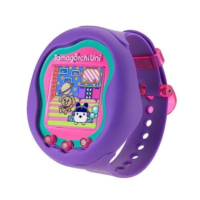 image Bandai – Tamagotchi Uni – Tamagotchi connecté Bracelet Montre – Tamagotchi Animal Interactif - Animal de Compagnie virtuel – Tamagotchi en français - Modèle Violet - Jouet Enfant 6 Ans et + - 43352