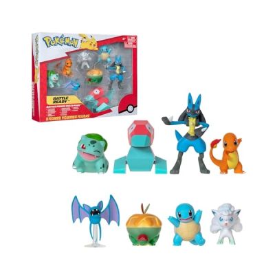 image Bandai - Pokémon - Pack de 8 figurines Pokémon 5 à 8 cm - Coffret Bulbizarre Salamèche Carapuce Nosferapti Goupix d'Alola Dratatin Porygon Lucario - Jouet Enfant 4 ans et + - Battle figurines - JW3063