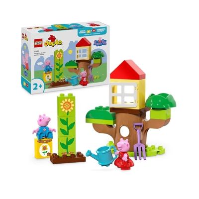 image LEGO Duplo Le Jardin et la Cabane dans l’Arbre de Peppa Pig - Jouet Éducatif pour Enfants dès 2 Ans - Motricité Fine - 2 Figurines, Briques de Fleurs & Accessoires - Cadeau pour Fille ou Garçon 10431