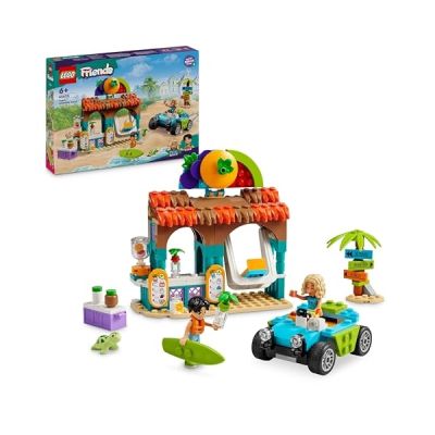 image LEGO Friends Le Bar à Smoothies de la Plage - Jouet sur Le Thème de la Nourriture - Cadeau de Jeu de Rôle pour Les Enfants dès 6 Ans - avec 2 Mini-poupées, Une Tortue et des Accessoires 42625