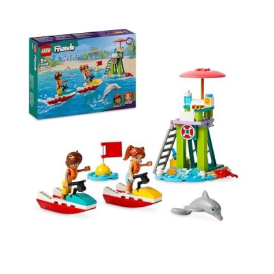 image LEGO Friends Le Jet-Ski de la Plage - Jouet pour Enfants avec Un Sauveteur - Idée de Cadeau d'anniversaire pour Les Filles et Les Garçons dès 5 Ans - 2 Mini-poupées et Un Dauphin 42623