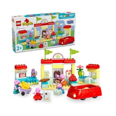 LEGO Duplo Le Supermarché de Peppa Pig - Jouet Éducatif pour Fille ou Garçon dès 2 Ans - Motricité Fine - Magasin avec Jouet Voiture et 4 Figurines - Idée Cadeau pour Enfant 10434
