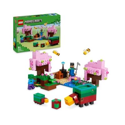 image LEGO Minecraft Le Jardin des Cerisiers en Fleurs - Minifigurines des Personnages du Jeu Vidéo Sunny, Un Renifleur, Un Zombie et des Abeilles, Cadeau pour Gamers, Filles et Garçons dès 8 Ans 21260