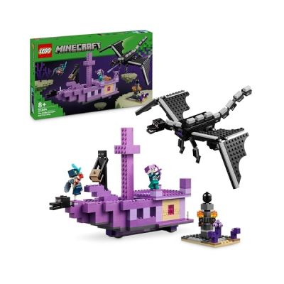 image LEGO Minecraft Le Dragon et Le Navire de l’Ender - Jeu d’Aventure et d’Exploration - Set Inspiré des Jeux Vidéo - Jouet d’Explorateur pour Enfants Garçons et Filles dès 8 Ans 21264