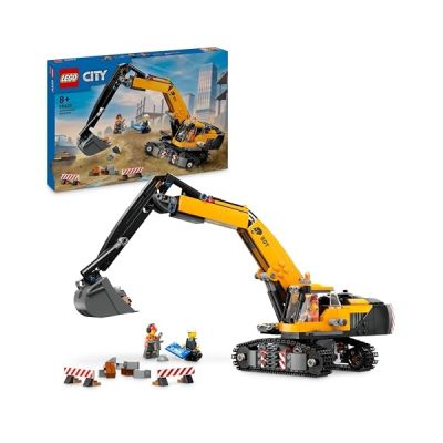 LEGO City La Pelleteuse de Chantier Jaune, Jouet pour Enfants Garçons et Filles dès 8 Ans, Idée de Cadeau d’Anniversaire, Minifigurines de Conducteur, Ouvrier et Architecte 60420