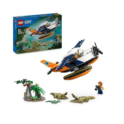 image LEGO City L’Hydravion de l’Explorateur de la Jungle - Jouet pour Garçons et Filles à Partir de 6 Ans - Cadeau Amusant - avec 2 Minifigurines, Une Grenouille et 3 Crocodiles 60425