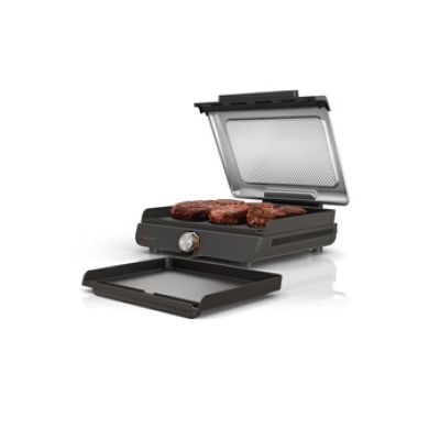 Ninja Sizzle Grill électrique d'intérieur, plaque grill antiadhésive | Couvercle compatible lave-vaisselle, collecteur de graisse, et guide de recettes - GR101EU