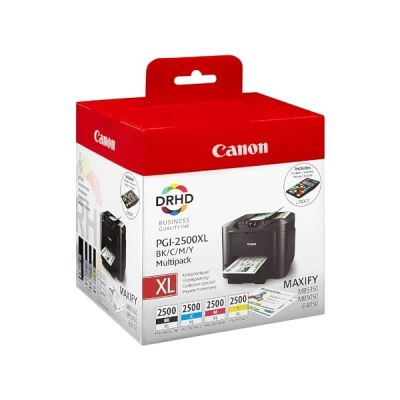 image Canon PGI-2500XL Lot de 4 Cartouches d'encre Authentiques à Haut rendement (Noir, Cyan, Magenta, Jaune)