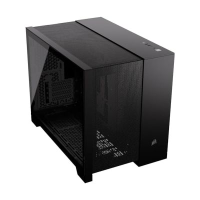 image CORSAIR 2500D Airflow Boîtier PC mATX - Aucun Ventilateur Inclus - Design à Double Chambre - Grande Flexibilité de Refroidissement - Compatible avec Les Cartes Mères à Connexion Inversée - Noir