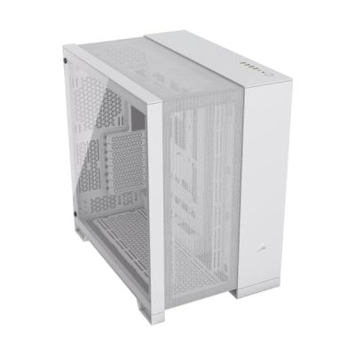 image CORSAIR 6500D Airflow Boîtier PC ATX Mid-Tower - Pas de Ventilateurs Inclus - Design à Double Chambre - Compatible avec Les Cartes Mères à Connexion Inversée - Blanc