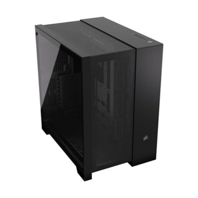 image CORSAIR 6500D Airflow Boîtier PC ATX Mid-Tower - Pas de Ventilateurs Inclus - Design à Double Chambre - Compatible avec Les Cartes Mères à Connexion Inversée - Noir