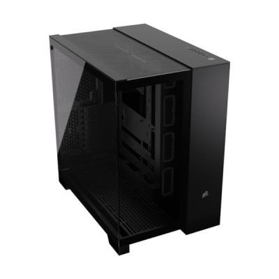 image CORSAIR 6500X Boîtier PC mATX Mid-Tower à Double Chambre – Verre Trempé Panoramique - Connexion Inversée Compatible Avec la Carte Mère – Pas de Ventilateurs Inclus – Noir