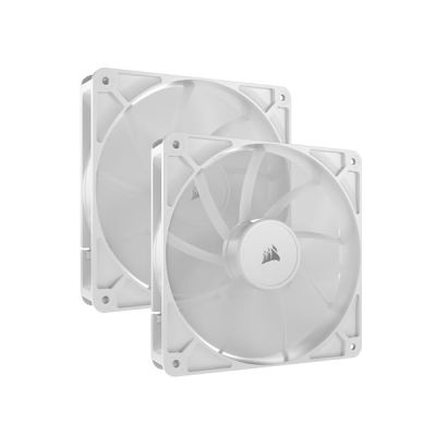 image CORSAIR RS140 140mm Ventilateurs PWM – Connexion Daisy-Chain – Faible Bruit – Roulement à Dôme Magnétique – Paquet Double – Blanc