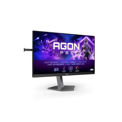 image AOC Agon Pro AG256FS - Moniteur de Jeu FHD 24,5 Pouces, 390 Hz, 0,5 ms, FreeSync Premium, Comp. G-Sync, HDR400 (2X HDMI, DisplayPort, Hub USB) Noir/Gris