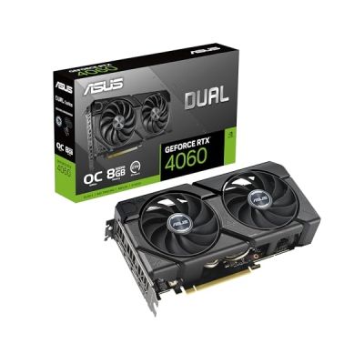 image ASUS Dual NVIDIA GeForce RTX 4060 Evo OC Edition – Carte Graphique (8GB GDDR6X, PCIe 4.0, DLSS 3, HDMI 2.1a, DisplayPort 1.4a, 2.5 Slot, Technologie 0dB)