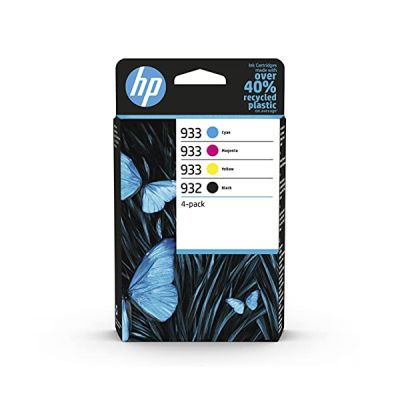 image HP 932/933 Pack de 4 Cartouches d'Encre Noire, Cyan, Magenta et Jaune Authentiques (6ZC71AE) pour HP OfficeJet 6100 / 6600 / 6700 / 7110 / 7510 / 7610 /7612