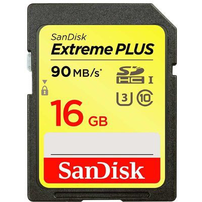 image Carte Mémoire SDHC Sandisk Extreme Plus 16 Go jusqu'à 90 Mo/s, Classe 10, U3