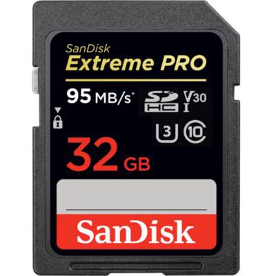 image Carte Mémoire SDHC Sandisk Extreme Pro 32 Go jusqu'à 95 Mo/s, Classe 10, U3, V30, 4K UHD