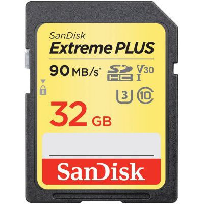 image Carte Mémoire SDHC Sandisk Extreme Plus 32 Go jusqu'à 90 Mo/s, Classe 10, U3,V30