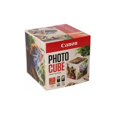 image Canon Photo Cube Creative Pack, Orange - PG-560/CL-561 Ink with PP-201 Glossy Photo Paper 5x5 (40 Sheets) + Photo Frame - Compatible with PIXMA Printers