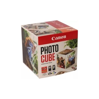 image Canon Photo Cube Creative Pack, Orange - PG-540/CL-541 Ink with PP-201 Glossy Photo Paper 5x5 (40 Sheets) + Photo Frame + Double Sided Tape (30pcs) - Compatible with PIXMA Printers