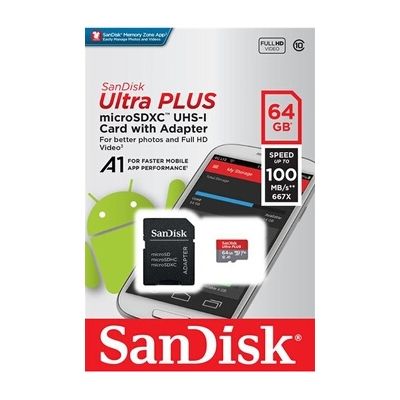 image Carte mémoire micro SD Sandisk MICROSDXC ULTRA PLUS 64Go