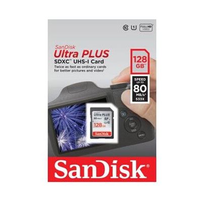image Carte mémoire SDXC SanDisk Ultra PLUS 128 Go, Classe 10