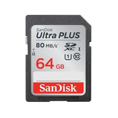 image Carte mémoire SDXC SanDisk Ultra PLUS 64 Go, Classe 10