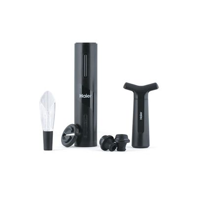 image Haier Set de Sommelier - Comprenant un Ouvre-Bouteille Electrique Rechargeable - un Aérateur de vin et un bec Verseur Anti-Gouttes - un Coupe-Capsule - une Pompe à Vide - 2 Bouchons avec la date