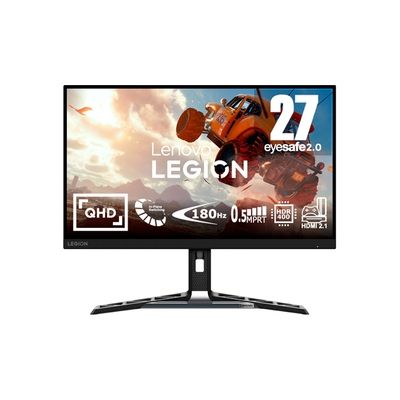 image Lenovo Legion R27qe Écran Gaming 27" QHD (IPS, 180Hz, 0.5ms MPRT, Câble DP, HDMI, AMD FreeSync) Réglage en Inclinaison/Hauteur/Rotation/Pivot - Noir