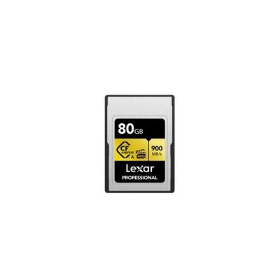 image Lexar LCAGOLD080G-RNENG Carte mémoire Professionnelle CFexpress Type A Gold Series 80 Go jusqu'à 900 Mo/s en Lecture vidéo 8K Qualité cinéma VPG 400