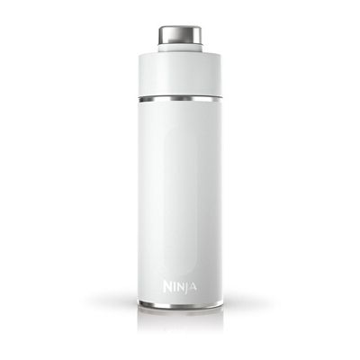 image Ninja Thirsti Bouteille et flasque 530 ml avec couvercle étanche, conçue pour boissons gazeuses, chaudes et froides. Voyage/sport. Triple isolation, bouteille en acier inoxydable, Blanc, DW1801EUUKWH