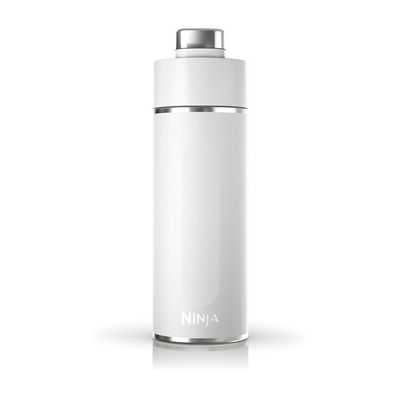 image Ninja Thirsti Bouteille et flasque 700 ml avec couvercle étanche, conçue pour boissons gazeuses, chaudes et froides. Voyage/sport. Triple isolation, bouteille en acier inoxydable, Blanc, DW2401EUUKWH