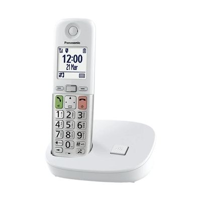 image Panasonic KX-TGU410EXW Téléphone Numérique sans Fil, Unité de Base et 1 Combiné, Écran LCD, Appels Favori, Lampe Torche, Compatible avec Les Appareils Auditifs, Blanc et Argent