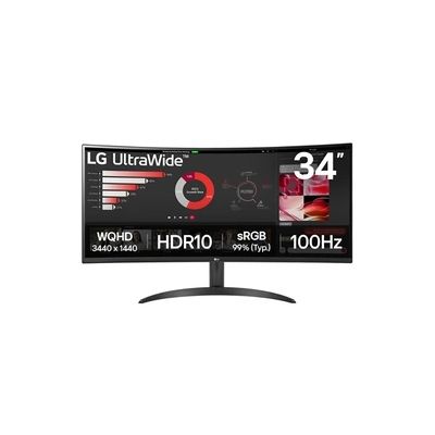 image LG UltraWide™ 34WR50QK-B Ecran PC Ultra Large 34" - Dalle VA résolution QHD (3440 x 1440), 5ms GtG 100Hz, HDR 10, sRGB 90% (CIE1931), inclinable, réglable en Hauteur, Mode Portrait