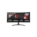 image produit LG UltraWide™ 34WR50QK-B Ecran PC Ultra Large 34" - Dalle VA résolution QHD (3440 x 1440), 5ms GtG 100Hz, HDR 10, sRGB 90% (CIE1931), inclinable, Mode Portrait - livrable en France
