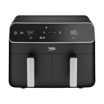 BEKO - Friteuse peu d'huile, AirFryer, 2 cuves 8.5 L, Noir