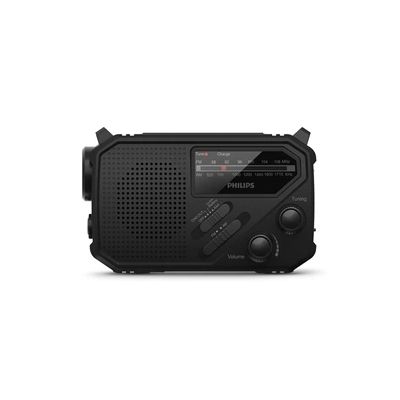 image Philips TAR1609 Radio FM/AM Portable avec Batterie Interne Rechargeable, Pile AAA, Recharge de Secours à manivelle, Solaire, Lampe LED intégrée pour Camping, randonnée, pannes d'électricité